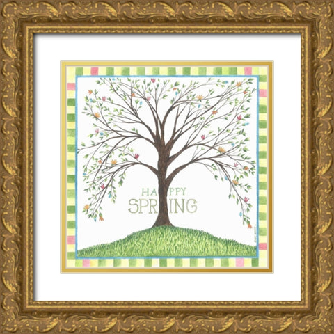 Happy Spring Gold Ornate Wood Framed Art Print with Double Matting by Shamp, Cindy