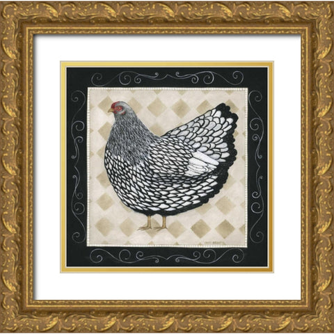 Rooster and Hen II Gold Ornate Wood Framed Art Print with Double Matting by Shamp, Cindy