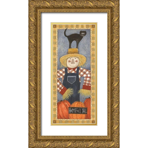 Happy Fall Yall Gold Ornate Wood Framed Art Print with Double Matting by Shamp, Cindy