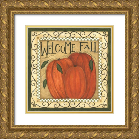Welcome Fall Gold Ornate Wood Framed Art Print with Double Matting by Shamp, Cindy