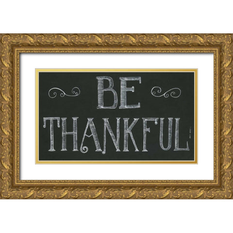 Be Thankful Gold Ornate Wood Framed Art Print with Double Matting by Shamp, Cindy
