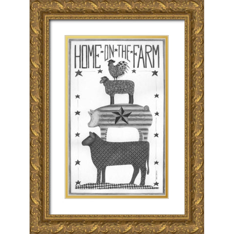 Home on the Farm Gold Ornate Wood Framed Art Print with Double Matting by Shamp, Cindy