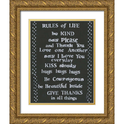 Rules of Life Gold Ornate Wood Framed Art Print with Double Matting by Shamp, Cindy