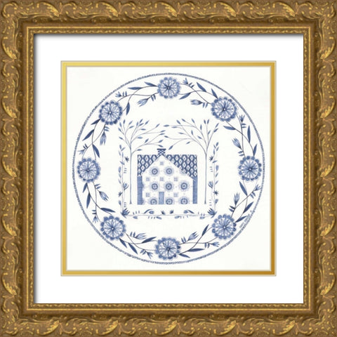 Country Blues Plate III Gold Ornate Wood Framed Art Print with Double Matting by Shamp, Cindy