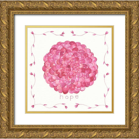 Hope Flower Gold Ornate Wood Framed Art Print with Double Matting by Shamp, Cindy