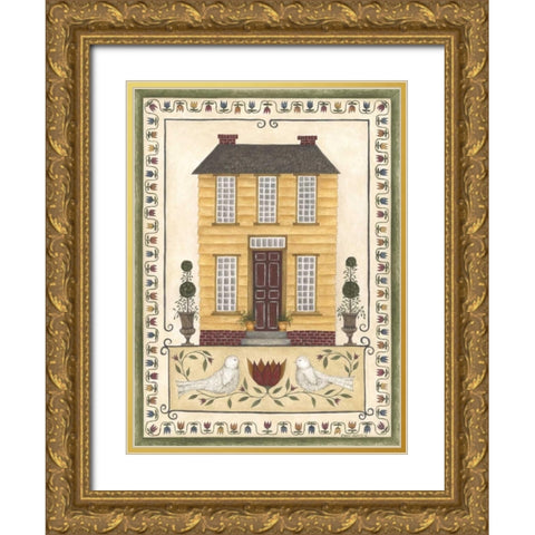 Yellow House Gold Ornate Wood Framed Art Print with Double Matting by Shamp, Cindy