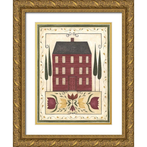 Red House Gold Ornate Wood Framed Art Print with Double Matting by Shamp, Cindy