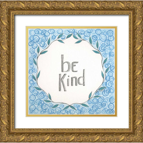 Be Kind Swirls Gold Ornate Wood Framed Art Print with Double Matting by Shamp, Cindy