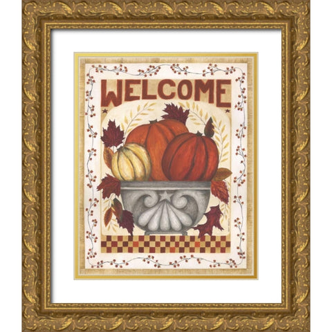 Welcome Gold Ornate Wood Framed Art Print with Double Matting by Shamp, Cindy