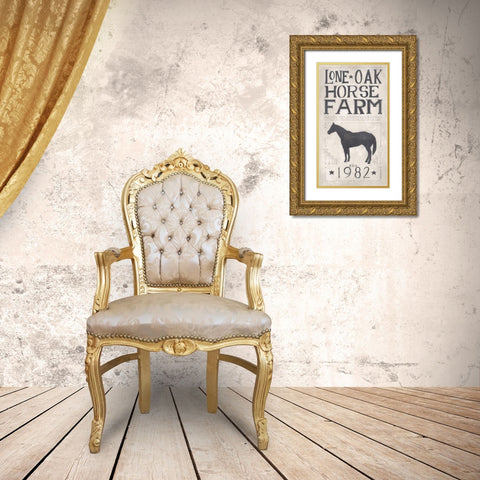 Lone Oak Horse Farm Gold Ornate Wood Framed Art Print with Double Matting by Shamp, Cindy