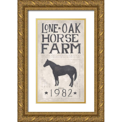 Lone Oak Horse Farm Gold Ornate Wood Framed Art Print with Double Matting by Shamp, Cindy