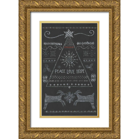 Peace, Love, Hope Tree Gold Ornate Wood Framed Art Print with Double Matting by Shamp, Cindy
