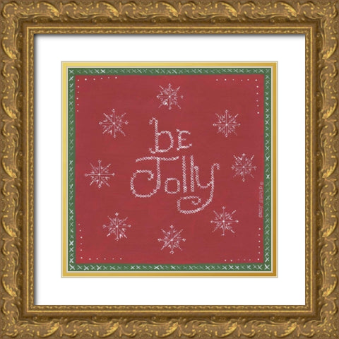 Be Jolly Gold Ornate Wood Framed Art Print with Double Matting by Shamp, Cindy