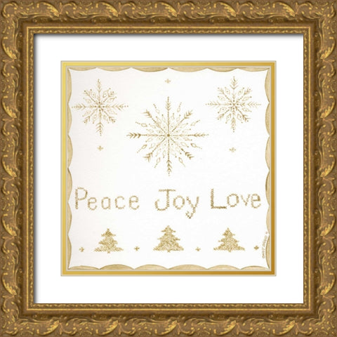 Peace, Joy, Love Gold Ornate Wood Framed Art Print with Double Matting by Shamp, Cindy