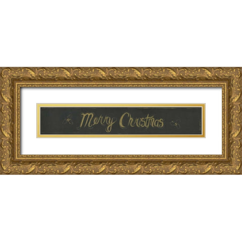 Merry Christmas Gold Ornate Wood Framed Art Print with Double Matting by Shamp, Cindy