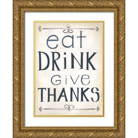 Eat, Drink Gold Ornate Wood Framed Art Print with Double Matting by Shamp, Cindy