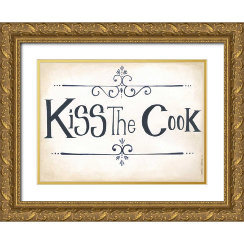 Kiss the Cook Gold Ornate Wood Framed Art Print with Double Matting by Shamp, Cindy