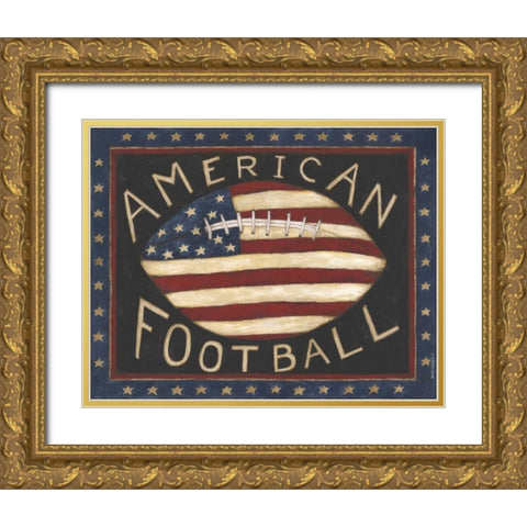 American Football Gold Ornate Wood Framed Art Print with Double Matting by Shamp, Cindy