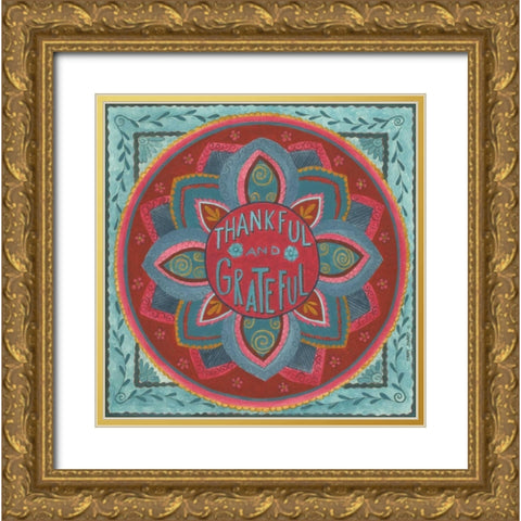 Thankful and Grateful Gold Ornate Wood Framed Art Print with Double Matting by Shamp, Cindy