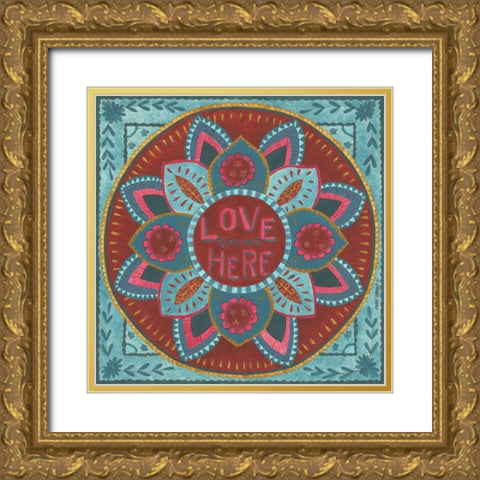 Love Grows Here Gold Ornate Wood Framed Art Print with Double Matting by Shamp, Cindy