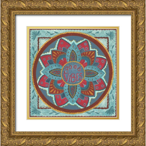 Good Vibes Gold Ornate Wood Framed Art Print with Double Matting by Shamp, Cindy