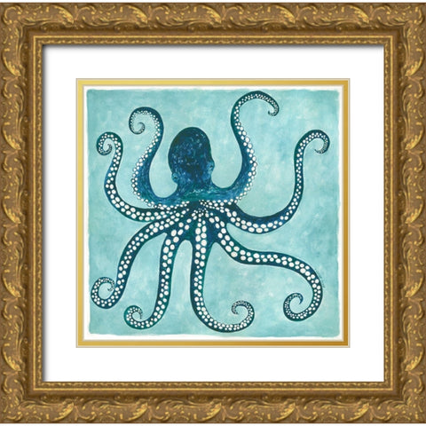 Octopus Gold Ornate Wood Framed Art Print with Double Matting by Shamp, Cindy
