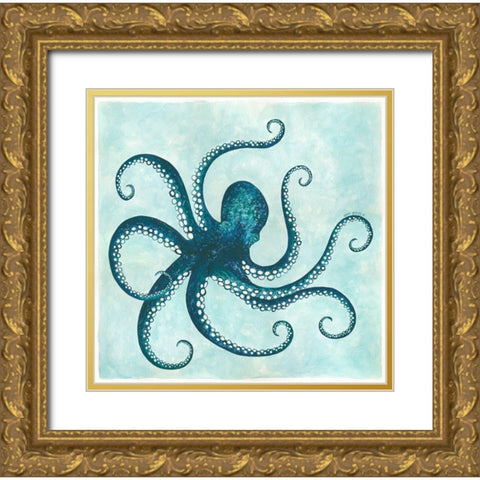 Octopus II Gold Ornate Wood Framed Art Print with Double Matting by Shamp, Cindy