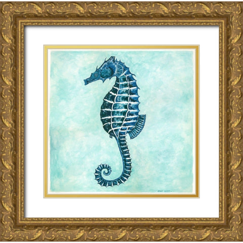 Seahorse Gold Ornate Wood Framed Art Print with Double Matting by Shamp, Cindy