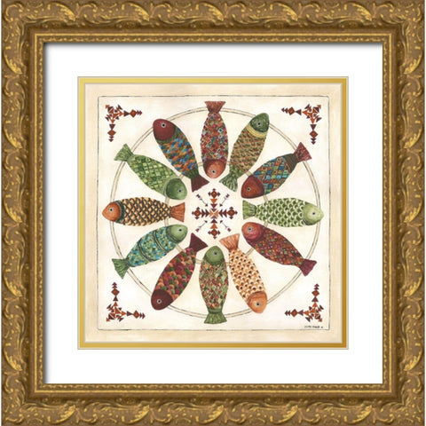 Wild Fish Gold Ornate Wood Framed Art Print with Double Matting by Shamp, Cindy