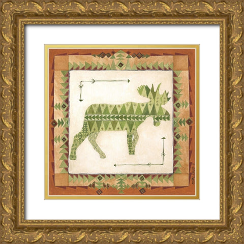 Lodge Moose Gold Ornate Wood Framed Art Print with Double Matting by Shamp, Cindy