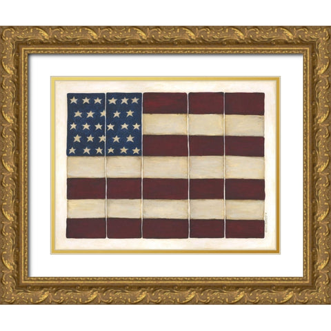Tiled Flag Gold Ornate Wood Framed Art Print with Double Matting by Shamp, Cindy