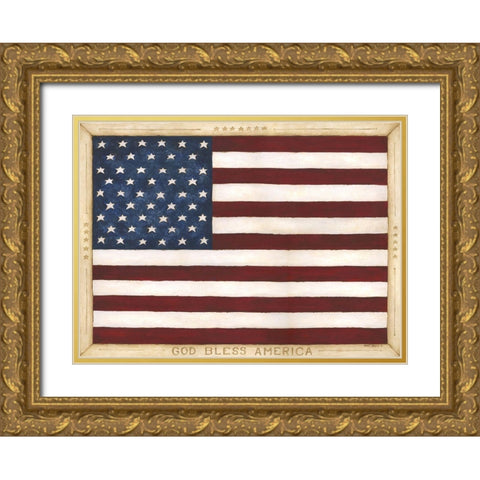 God Bless America Gold Ornate Wood Framed Art Print with Double Matting by Shamp, Cindy