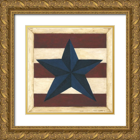 Blue Star, Red Stripes Gold Ornate Wood Framed Art Print with Double Matting by Shamp, Cindy