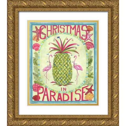 Christmas in Paradise Gold Ornate Wood Framed Art Print with Double Matting by Shamp, Cindy