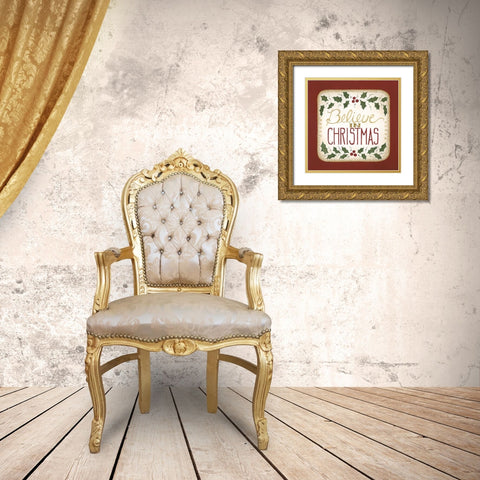 Believe in Christmas Gold Ornate Wood Framed Art Print with Double Matting by Shamp, Cindy