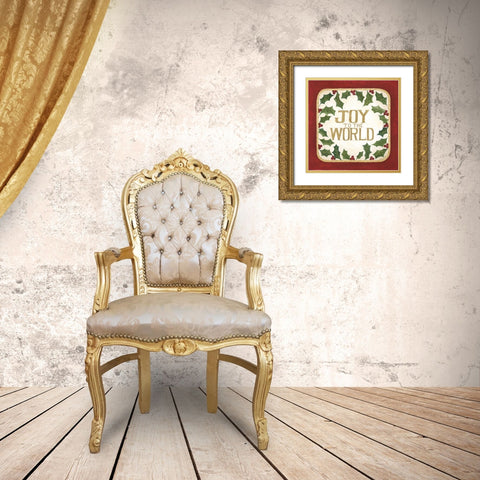 Joy to the World Gold Ornate Wood Framed Art Print with Double Matting by Shamp, Cindy