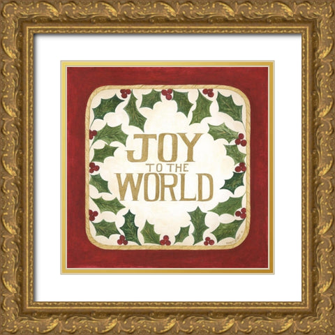 Joy to the World Gold Ornate Wood Framed Art Print with Double Matting by Shamp, Cindy