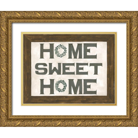 Home Sweet Home Gold Ornate Wood Framed Art Print with Double Matting by Shamp, Cindy