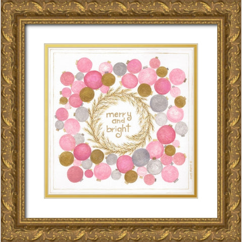 Merry and Bright Gold Ornate Wood Framed Art Print with Double Matting by Shamp, Cindy
