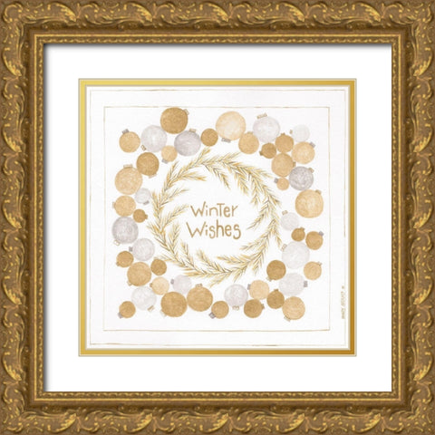 Winter Wishes Gold Ornate Wood Framed Art Print with Double Matting by Shamp, Cindy