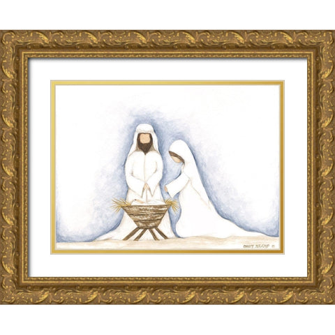 Jesus, Mary, Joseph Gold Ornate Wood Framed Art Print with Double Matting by Shamp, Cindy