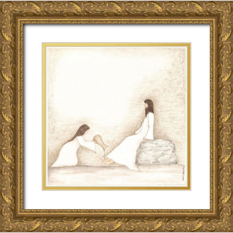 Woman Anoints Jesus with Perfume Gold Ornate Wood Framed Art Print with Double Matting by Shamp, Cindy