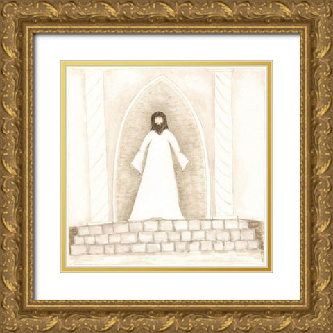 Jesus Teaches at Temple Gold Ornate Wood Framed Art Print with Double Matting by Shamp, Cindy