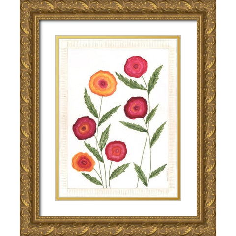 Bright Poppies II Gold Ornate Wood Framed Art Print with Double Matting by Shamp, Cindy