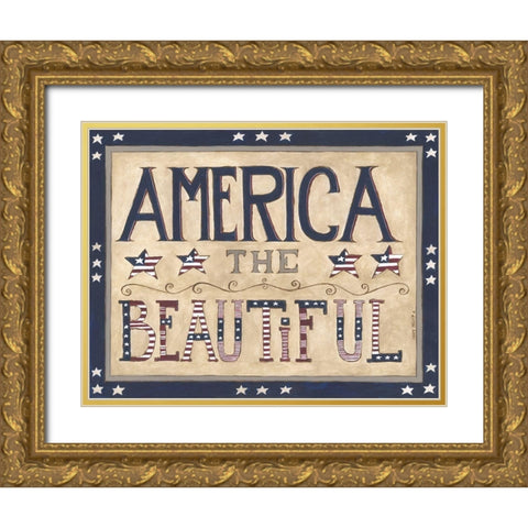 America the Beautiful Gold Ornate Wood Framed Art Print with Double Matting by Shamp, Cindy