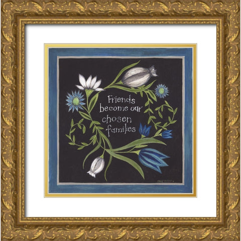 Blue Flowers I Gold Ornate Wood Framed Art Print with Double Matting by Shamp, Cindy