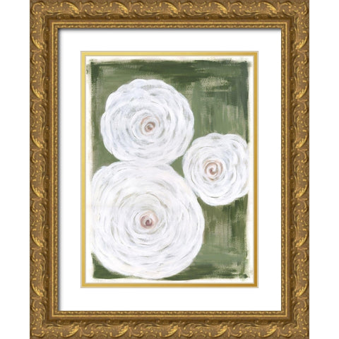 Big White Flowers I Gold Ornate Wood Framed Art Print with Double Matting by Shamp, Cindy