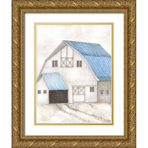 Barn IV Gold Ornate Wood Framed Art Print with Double Matting by Shamp, Cindy