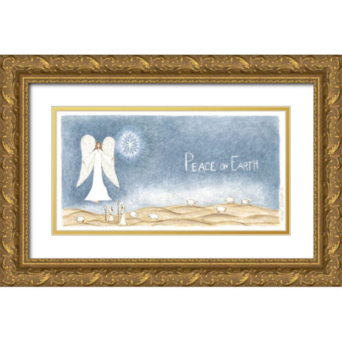 Peace on Earth Angel Gold Ornate Wood Framed Art Print with Double Matting by Shamp, Cindy
