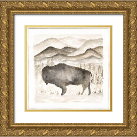 Bison Gold Ornate Wood Framed Art Print with Double Matting by Shamp, Cindy